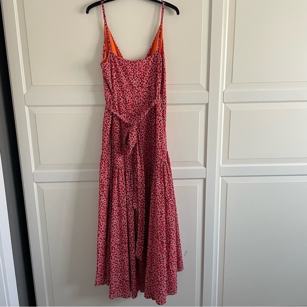 Hutch x Anthropologie Orange Dots Stripes Flutter Wrap Midi Dress 20719 - Picture 5 of 14
